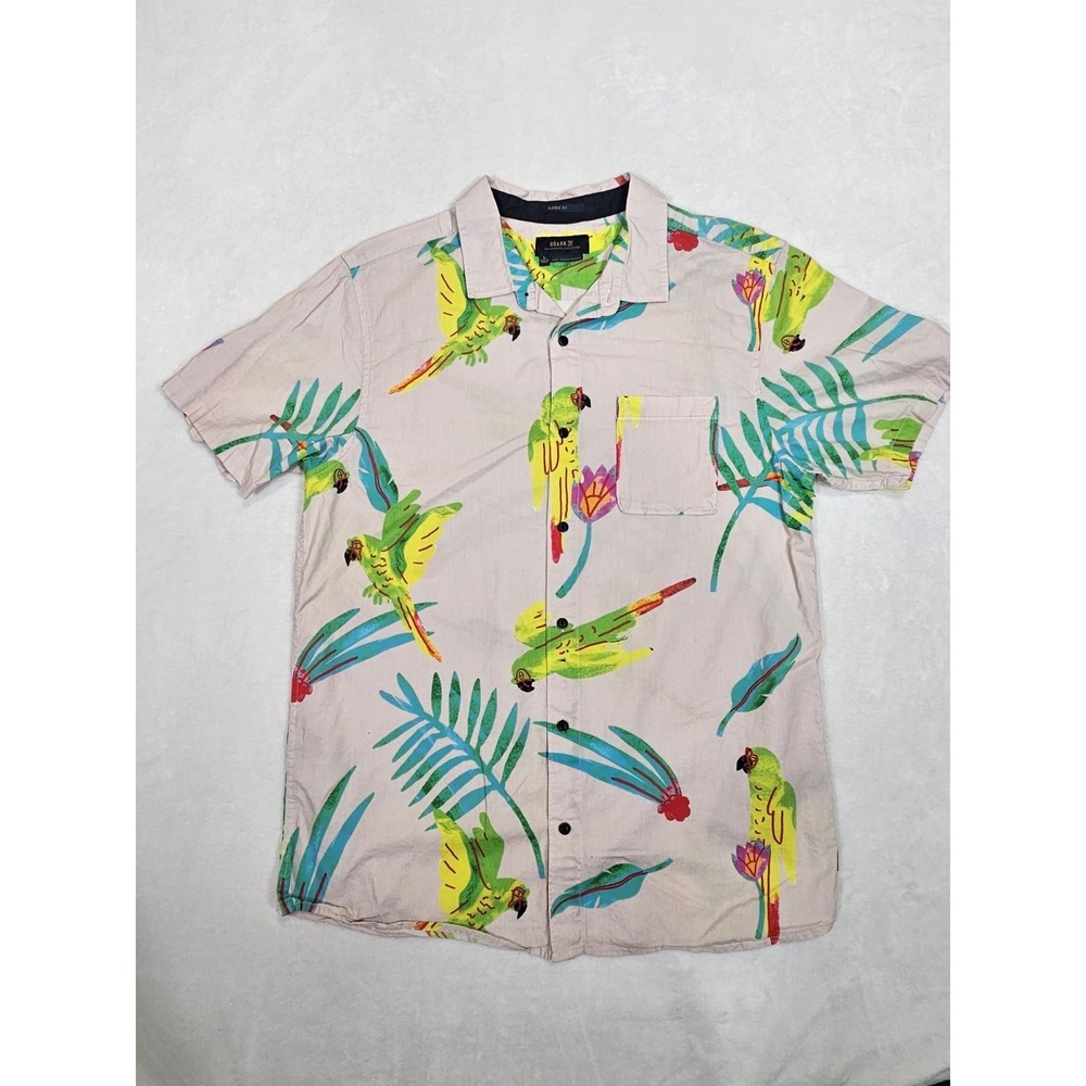 Roark Jamie Thomas Capsule Classic Fit Shirt Size Large Parrot AOP Colorful‎
